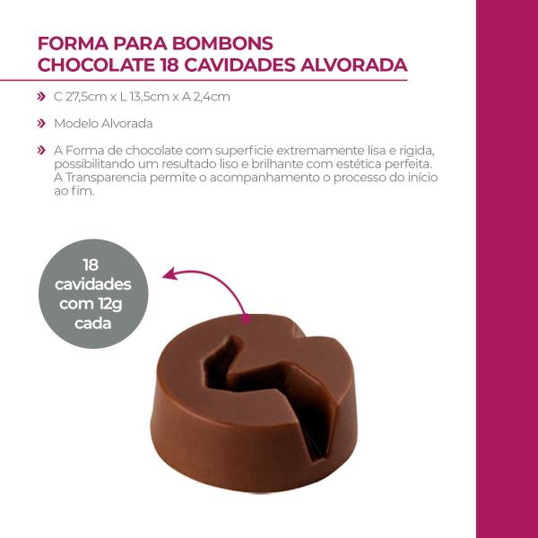 Imagem de Forma para Bombons de Chocolate 18 cavidades Alvorada 12g cada Em Poliestireno