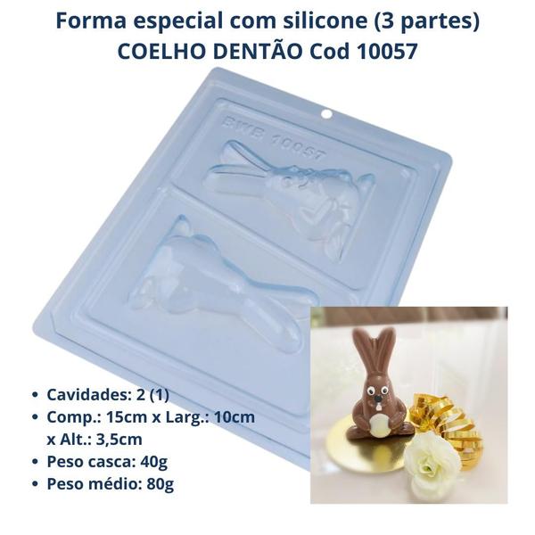 Imagem de Forma para Chocolate Coelho Dentão cod 10057 ( 3 Partes  c/ Silicone) - BWB