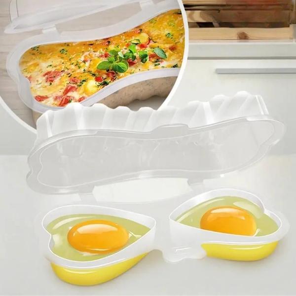 Imagem de Forma Para Cozinhar Ovos E Omelete Egg Fácil Microondas Prático 2 Em 1 Injetemp