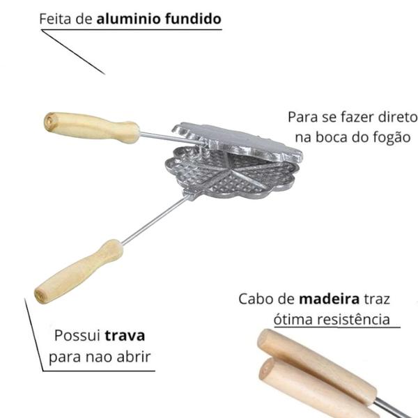 Imagem de Forma Para Fazer Waffle Waffer Em Casa Profissional Aluminio