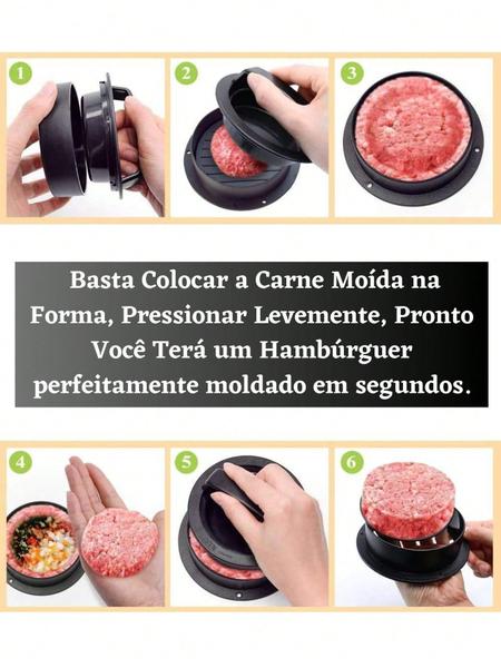 Imagem de Forma Para Hamburguer Redonda Caseiro Artesanal Profissional Prensa Manual Recheio de Carnes Blend