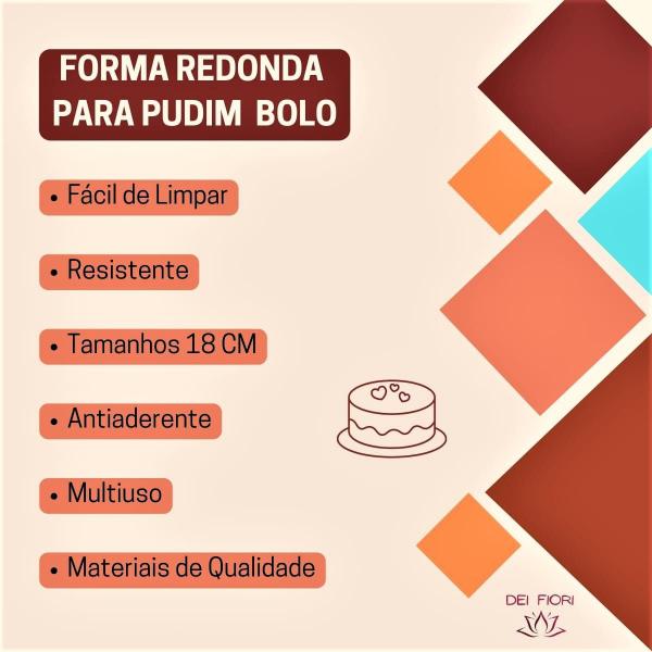 Imagem de Forma Para Pudim Bolo Assadeira Antiaderente 18Cm Alumínio