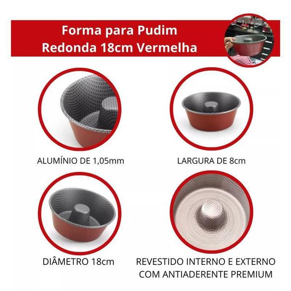 Imagem de Forma Pudim Redonda 18Cm Antiaderente Assadeira Bolo Torta