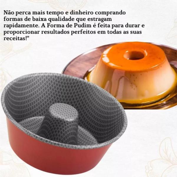 Imagem de Forma Pudim Redonda 18Cm Vermelha Antiaderente Resistente