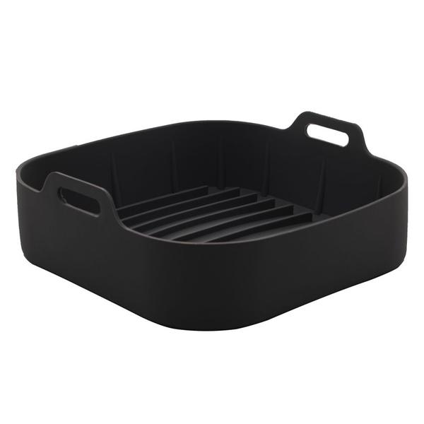 Imagem de Forma Quadrada de Silicone Para Air Fryer Preta 20cm x 7cm