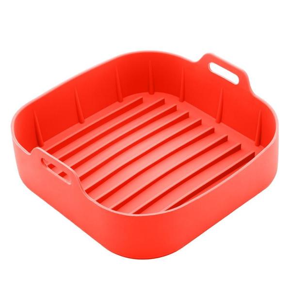 Imagem de Forma Quadrada de Silicone para Air Fryer Vermelha 20cm