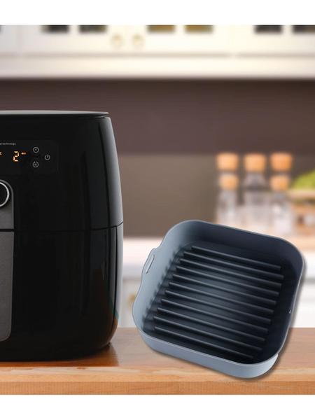 Imagem de Forma Quadrada Grande Silicone Preta 20cm AirFryer Antiaderente Microondas Forno Elétrico Cozinha