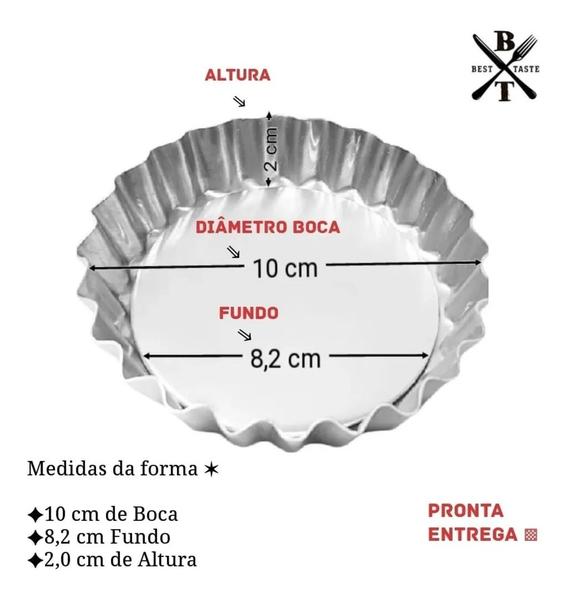 Imagem de Forma Quiche Crespa Fundo Falso 10cm - Entrega rápida  - Kit 10 Peças Em Alumínio Genuíno