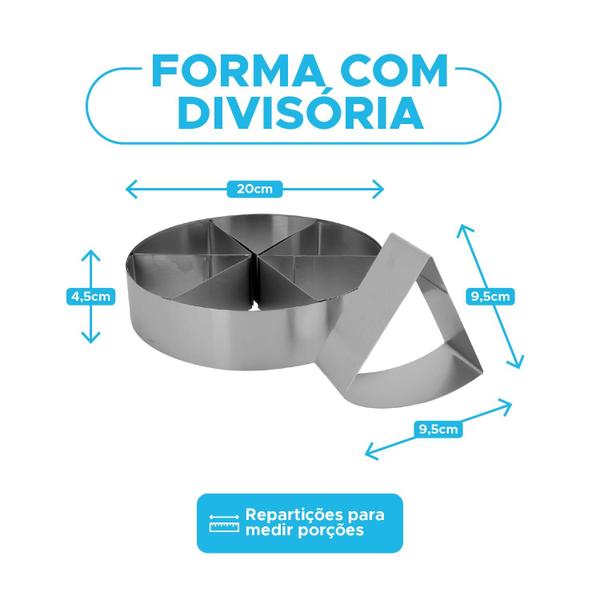 Imagem de Forma Redonda com Marcador Divisor para Fatias Aço Inox