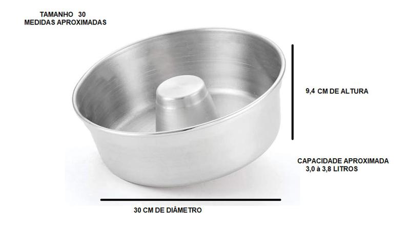 Imagem de Forma Redonda Cone Canudo Assadeira Para Pudim Alumínio Polido Certificado IF 35 N 30