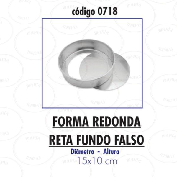 Imagem de forma reta redonda em alumínio fundo falso 15x10 para bolos