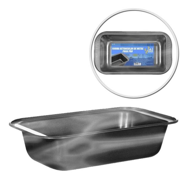 Forma retangular de metal pequena para pão 25 x 13 x 6 123 útil - 123Util Imagem de Forma retangular de metal pequena para pão 25 x 13 x 6 123 útil - 123Util