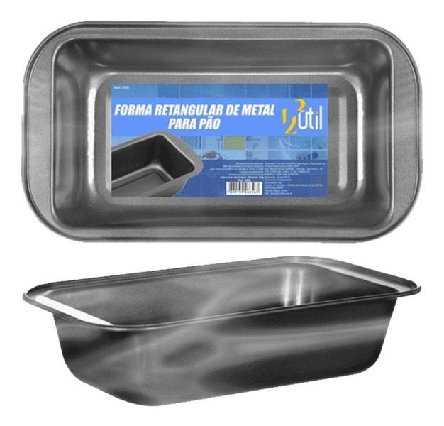 Forma retangular de metal pequena para pão 25 x 13 x 6 123 útil - 123Util Imagem de Forma retangular de metal pequena para pão 25 x 13 x 6 123 útil - 123Util
