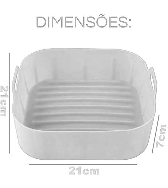Imagem de Forma Silicone 21x7cm Quadrada Protetor Air Fryer Cinza