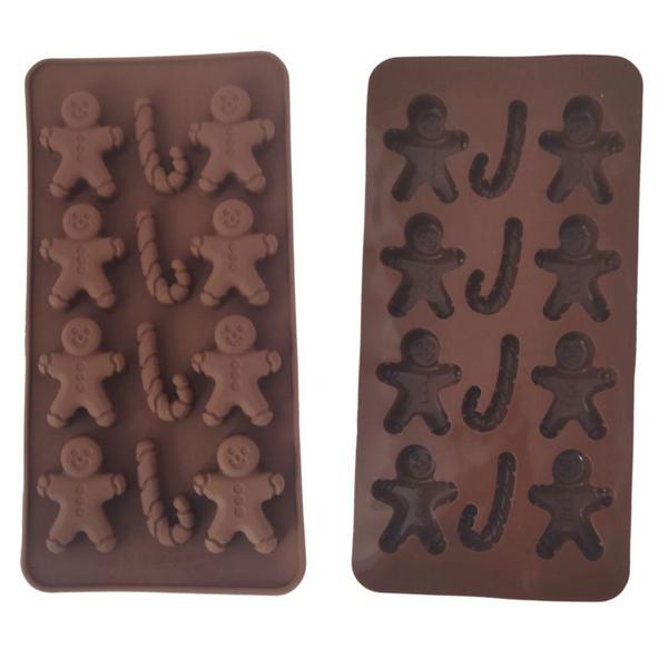 Imagem de Forma Silicone Chocolate Doces 21x10,5cm Desenho Natal Trevo - 123Útil