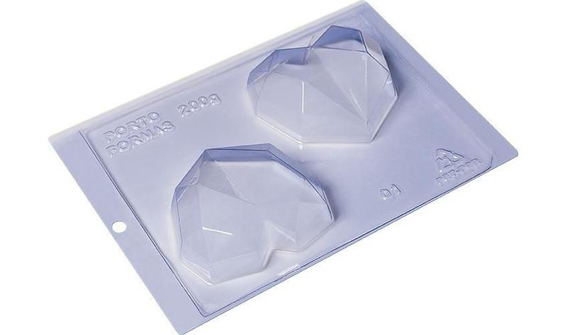 Imagem de Forma silicone coração diamond 200g 3 partes cod 01 porto fomas 