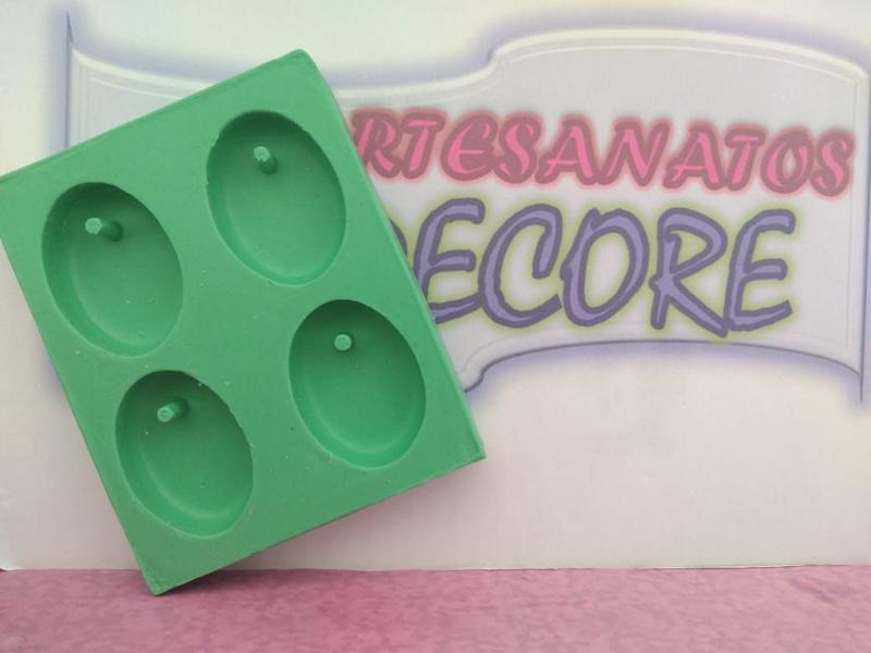 Imagem de Forma Silicone Sabonete Resina 133 - Pingente Oval 4 Cavidades