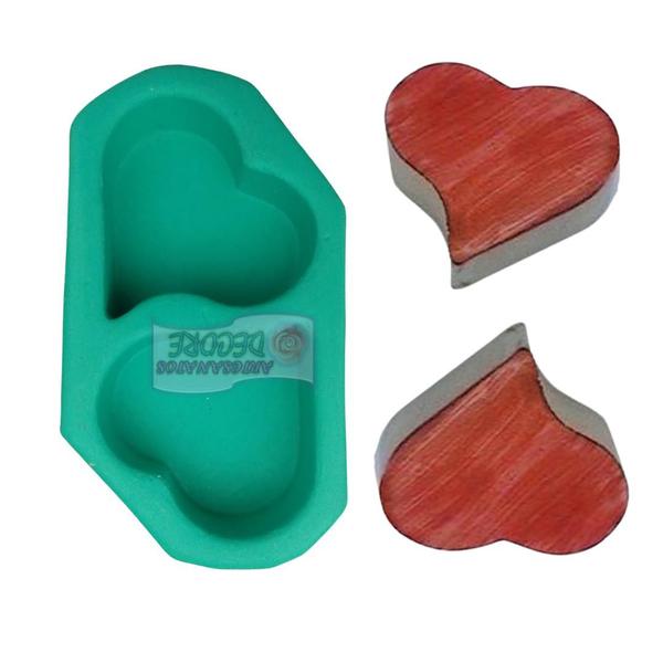 Forma Silicone Sabonete Resina 31 - Coração Ondulado 2 cav - Decore Artesanatos SP Imagem de Forma Silicone Sabonete Resina 31 - Coração Ondulado 2 cav
