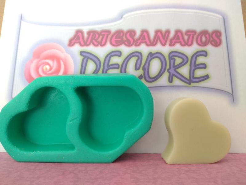 Forma Silicone Sabonete Resina 31 - Coração Ondulado 2 cav - Decore Artesanatos SP Imagem de Forma Silicone Sabonete Resina 31 - Coração Ondulado 2 cav