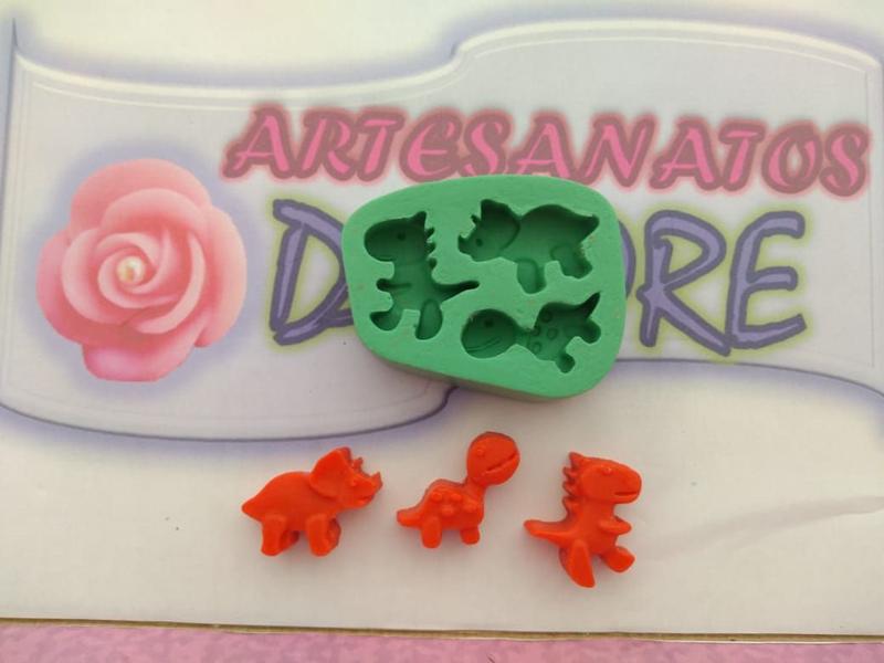 Forma Silicone Sabonete Resina 701 - Mini Dinossauros 7 cav - Decore Artesanatos SP Imagem de Forma Silicone Sabonete Resina 701 - Mini Dinossauros 7 cav