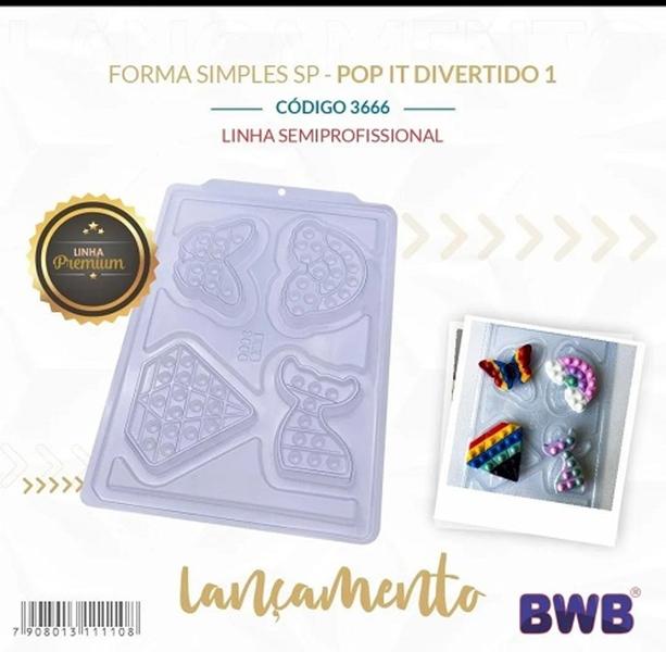 Imagem de Forma Simples Semiprofissional para Chocolate BWB Pop It Divertido 1 (3666)