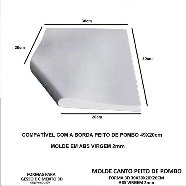 Imagem de Formas 3D Canto Reto Para Borda Peito de Pombo 49x20cm 2mm Molde Para Gesso  3d IN354