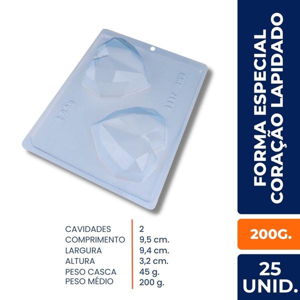 Imagem de Formas Acetato BWB  Silicone Trufa Coração Lapidado 200g C/ 25 Un