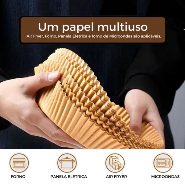 Imagem de Formas de Papel Para Air Fryer Papel Antiaderente Descartável