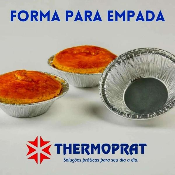 Imagem de Forminha de Alumínio Assadeira Redonda para Empada Descartável Sem Tampa Thermoprat - 53ml - 1000 unidades