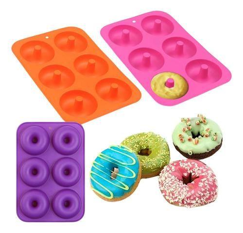 Imagem de Forminha De Donuts Silicone Fazer Rosquinha Forma 6 Cupcake