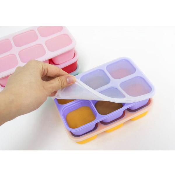 Imagem de Forminha de Silicone para Congelar Papinhas 60ml 6 Cubos Forma para Comida Bebe Marcus & Marcus Lilás