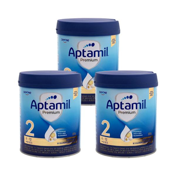 Imagem de Fórmula Infantil Aptamil Premium 2 800g - Danone - Kit c/3