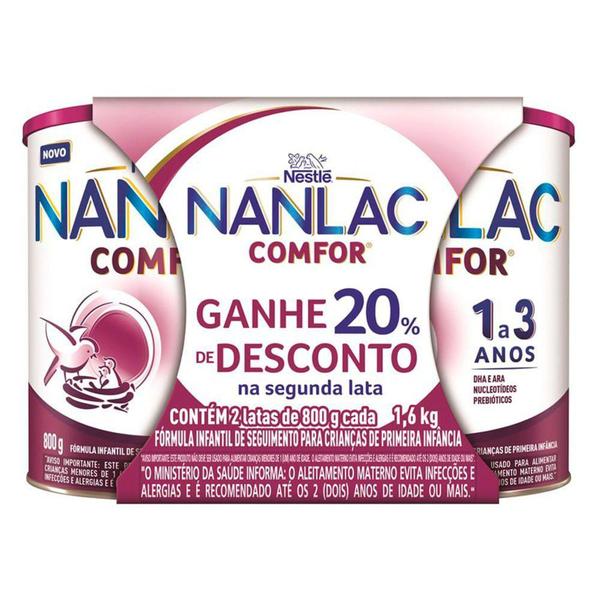 Fórmula Infantil NANLAC Comfor 2 Latas 800g cada + 20% Desconto na Segunda Lata - Nestlé Imagem de Fórmula Infantil NANLAC Comfor 2 Latas 800g cada + 20% Desconto na Segunda Lata