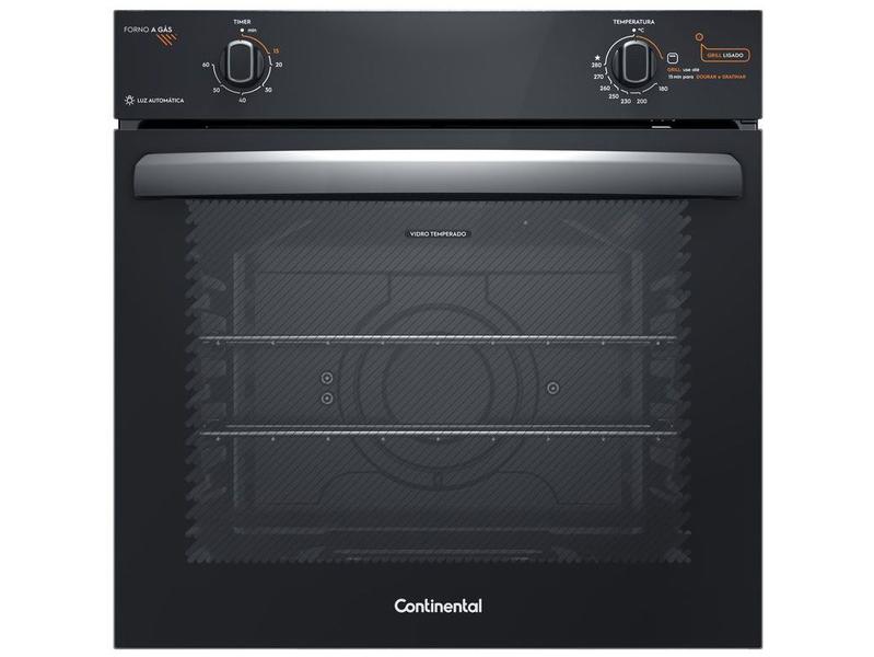 Forno a Gás de Embutir Continental 80L - Preto OC8GM Forno a Gás de Embutir Continental 80L - Preto OC8GM