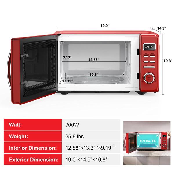 Imagem de Forno de Microondas Galanz Retro GLCMKZ09RDR09 - 0,9 pés Cúbicos - Vermelho