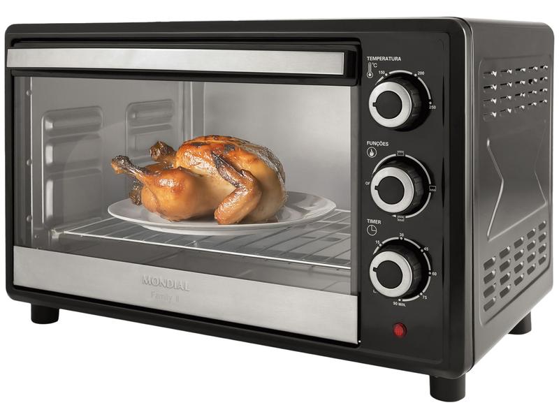 Forno Elétrico de Bancada Mondial Multifuncional 42L Preto e Prata Grand Family II FRN-42-...