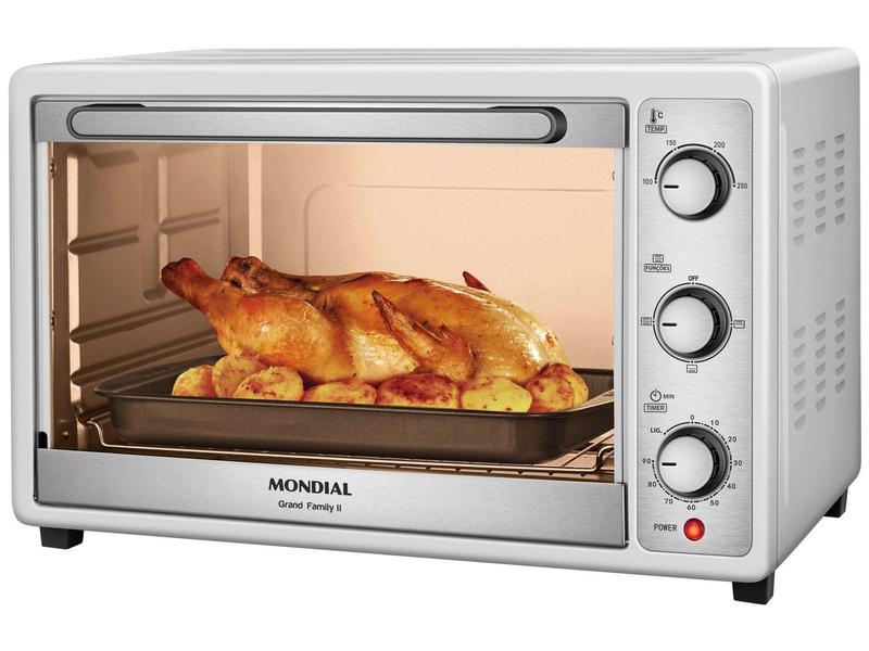 Forno Elétrico de Bancada Mondial Multifuncional 52L Branco e Prata Grand Family II FRN-52... Forno Elétrico de Bancada Mondial Multifuncional 52L Branco e Prata Grand Family II FRN-52...