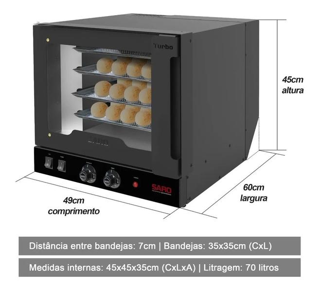 Imagem de Forno Elétrico Sem Vapor Para Padaria 4 Níveis Saro