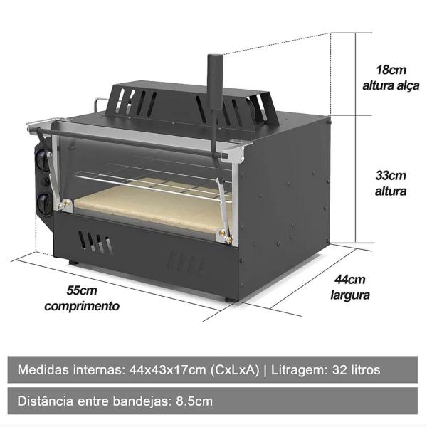 Imagem de Forno Guilhotina Industrial Saro com Infravermelho á Gás GLP 53x47cm Até 350º sem Cavalete