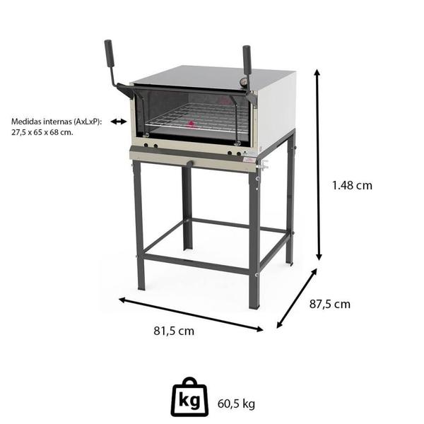 Imagem de Forno Industrial Progás PRP-770 G2 125L A Gás Inox Com Pedra Refratária E Cavalete P45093