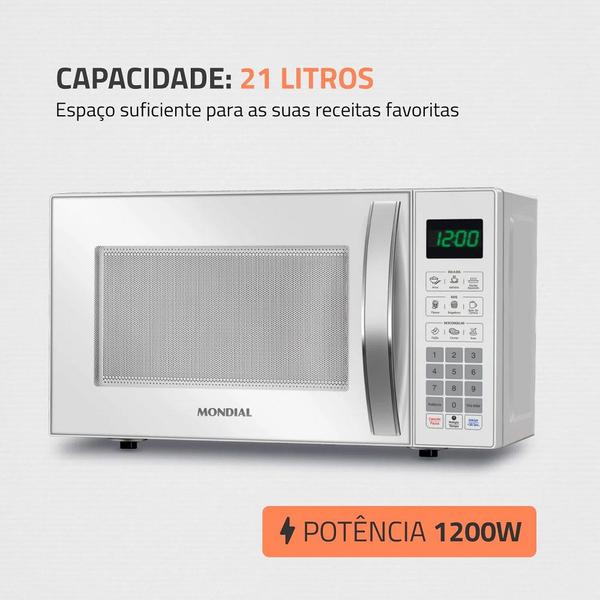 Imagem de Forno Micro-Ondas 21 Litros MO-01-21-W 220V, 1200W, Branco, MONDIAL  MONDIAL