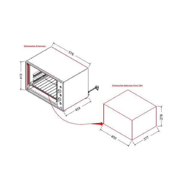 Imagem de Forno Nardelli Elétrico Bancada Top 60 Black 60 Litros