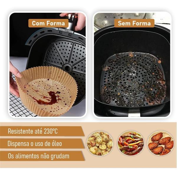 Imagem de Forro De Papel Descartável Especial Air Fryer 50 Und 30Cm