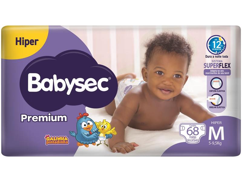 Fralda Babysec Premium Hiper M 5 a 9,5kg 68 Unidades Fralda Babysec Premium Hiper M 5 a 9,5kg 68 Unidades