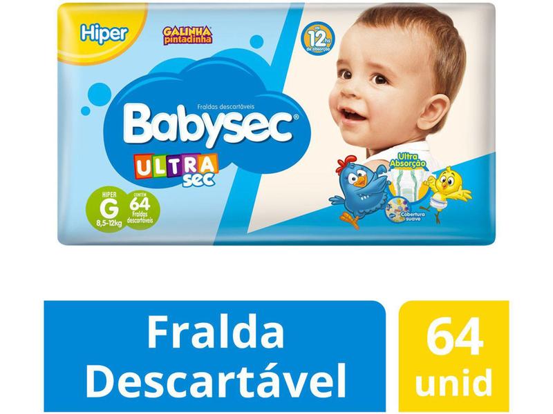 Imagem de Fralda Babysec Ultrasec Galinha Pintadinha Tam. G - 8,5 a 12kg 64 Unidades