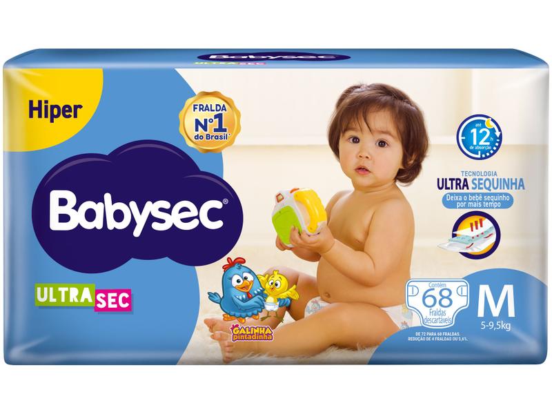 Fralda Babysec Ultrasec Galinha Pintadinha Tam. M 5 a 9,5kg 68 Unidades Fralda Babysec Ultrasec Galinha Pintadinha Tam. M 5 a 9,5kg 68 Unidades