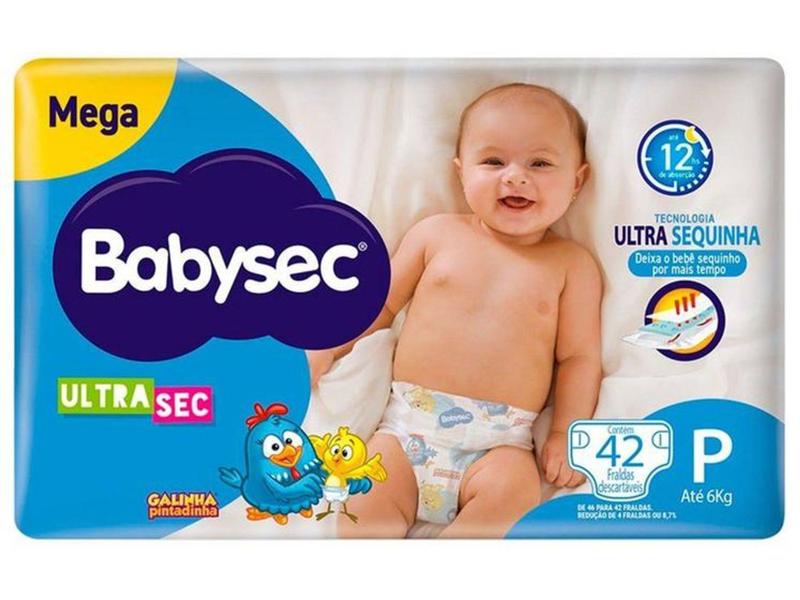 Imagem de Fralda Babysec Ultrasec Galinha Pintadinha Tam. P - 0 a 6kg 42 Unidade