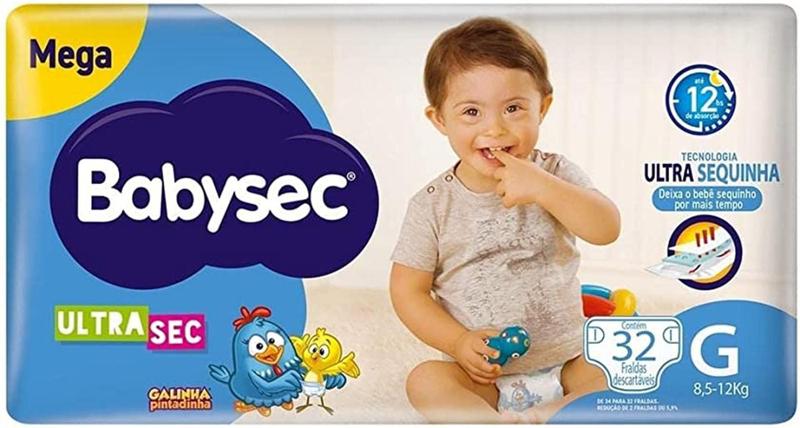 Imagem de Fralda Babysec Ultrasec - Tam G (2 pacotes-32 cada pacote) total de 64 unidades - ATACADO