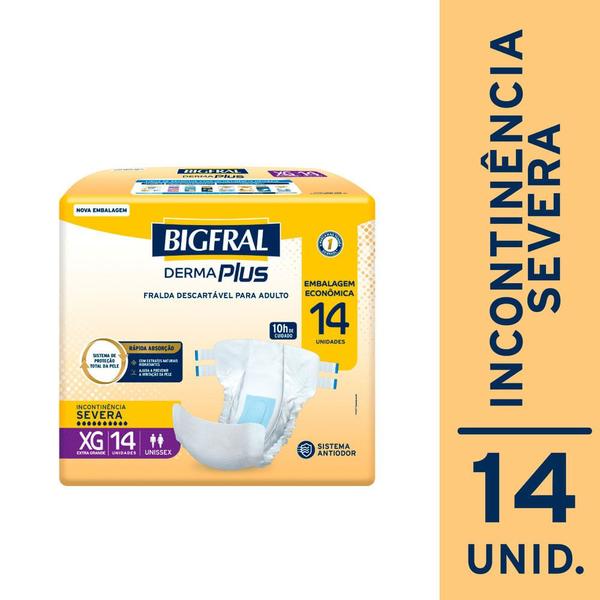 Imagem de Fralda Bigfral Derma Plus Econômica XG 14 Unidades