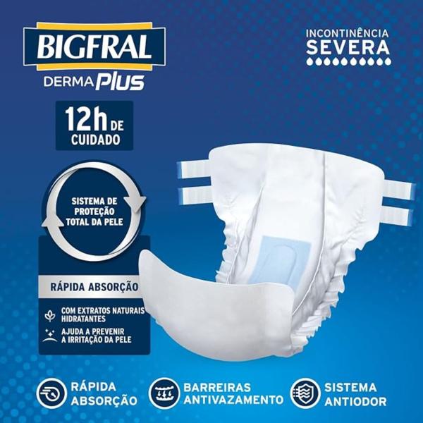 Imagem de Fralda Bigfral Derma Plus Noturna M com 8 unidades